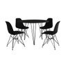 Mesa de Jantar Redonda 90cm Preta Clips 3 Pés com 4 Cadeiras Eames Eiffel Pretas Ferro Preto - 2