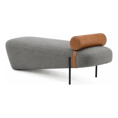 Recamier Premium Estilo Italiano e Acabamento Sofisticado Tecido Boucle Cinza