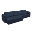Ver imagem 5 de Sofá Retrátil Manual Sala de Estar Nolan Bipartido 414cm Conforto Premium em Couro Azul Marinho G58