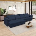 Ver imagem 1 de Sofá Retrátil Manual Sala de Estar Nolan Bipartido 414cm Conforto Premium em Couro Azul Marinho G58
