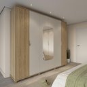 Ver imagem 1 de Guarda Roupa Casal 6 Portas com Espelho 100% MDF Dayton 274cm - Carvalho Off White