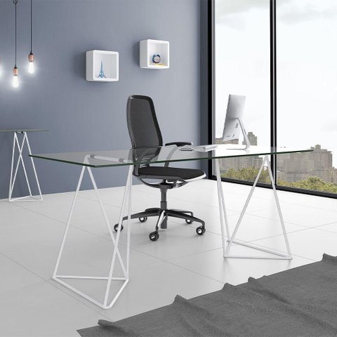 Mesa de Escritório Cavalete Arame Bela Vista Branco