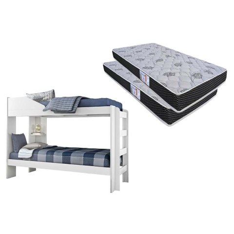 Colchão D20 Comfortpedic Line (2un) + Beliche Indy Branco