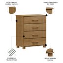 Ver imagem 3 de Cômoda para Quarto 85cm 4 Gavetas Pé Madeira Eduarda Freijó F07 - Mpozenato