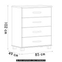 Ver imagem 4 de Cômoda para Quarto 85cm 4 Gavetas Pé Madeira Eduarda Freijó F07 - Mpozenato