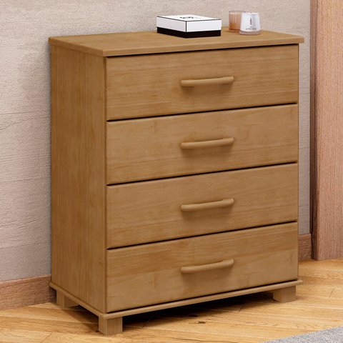 Cômoda para Quarto 85cm 4 Gavetas Pé Madeira Eduarda Freijó F07 - Mpozenato