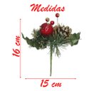 Ver imagem 2 de Kit 6 Ramos Maçã Decoração De Natal Artificial Com Brilho 16cm