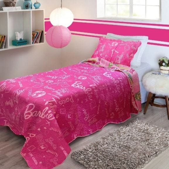 Jogo Cama Menina Barbie 100% Algodão 3 Peças 150 Fios Mattel