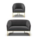 Ver imagem 1 de Sofá Namoradeira e Poltrona Base Industrial Dourado Stella Bouclê D03 - D'Rossi Cor Grafite