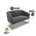 Ver imagem 5 de Sofá Namoradeira e Poltrona Base Industrial Dourado Stella Bouclê D03 - D'Rossi Cor Grafite
