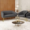 Ver imagem 2 de Sofá Namoradeira e Poltrona Base Industrial Dourado Stella Bouclê D03 - D'Rossi Cor Grafite