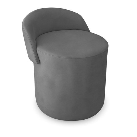 Puff Encosto Confortável Sala Estilo Moderno Redondo Suede:cinza Escuro