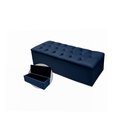 Ver imagem 3 de Kit Cabeceira Geovana + Calçadeira Baú Mirage Queen Size 160cm Suede - Ecotec Decor:Azul Marinho