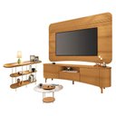 Ver imagem 1 de Rack Bancada Elara e Painel Armony Cinamomo com Mesa de Centro Sky com Tampo de Vidro e Aparador