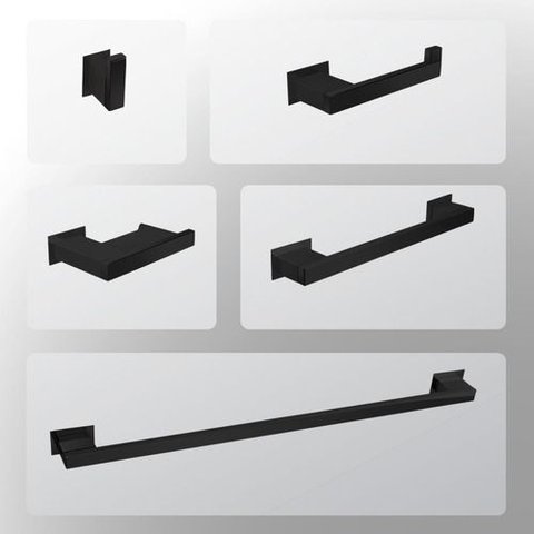 Kit Banheiro 5 Peças Inox Preto Fosco - Kromus KITRT5B