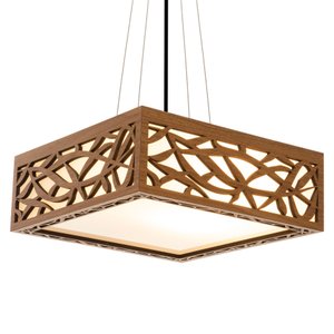 Luminária Decorativa Madeira Pendente Copacabana Quad 45cm:Amendola Rústica