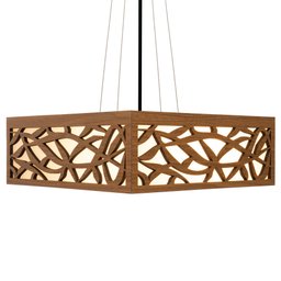 Luminária Decorativa Madeira Pendente Copacabana Quad 45cm:Amendola Rústica - 5