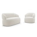 Ver imagem 1 de Kit Poltrona Giratória e Sofá Orgânico Living Glee 02 Lugares 140cm Bouclê Off White - Desk Design