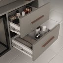 Ver imagem 5 de Conjunto Gabinete para Banheiro Suspenso com Cuba, Nichos e Espelheira em MDF Leme Cimento Cinza