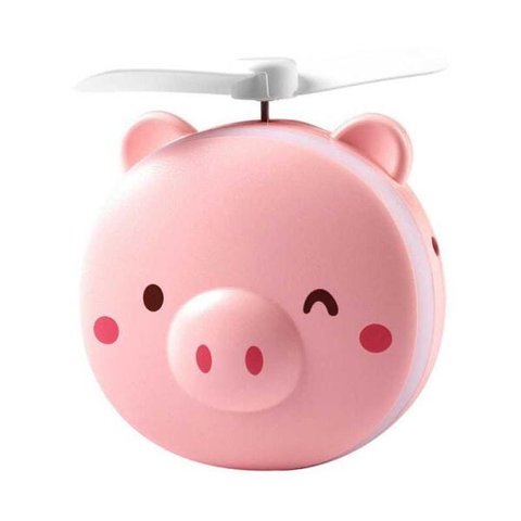 Espelho LED para Maquiagem Portátil Ventilador Porquinho