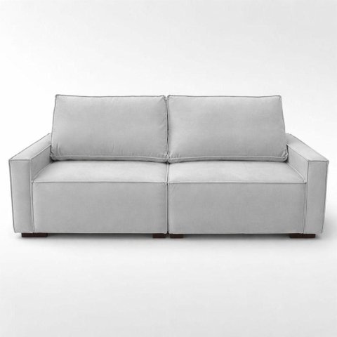 Sofá 2 Metros Contemporâneo Sala Estar Luxo Moderno Suede Cinza
