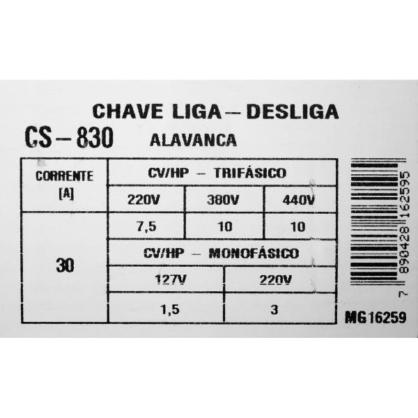 Chave Liga/Desliga por Alavanca 30A CS830AL - 5