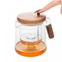 Ver imagem 3 de Chaleira de Vidro com Tampa e Alça de Madeira e Botão Infusor Automático 500ml Wolff