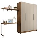 Ver imagem 2 de Conjunto Home Office 2 Armários Neo 1 Escrivaninha 2 Prateleiras Rustic/Crema Madesa