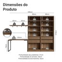 Ver imagem 3 de Conjunto Home Office 2 Armários Neo 1 Escrivaninha 2 Prateleiras Rustic/Crema Madesa