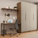 Ver imagem 1 de Conjunto Home Office 2 Armários Neo 1 Escrivaninha 2 Prateleiras Rustic/Crema Madesa