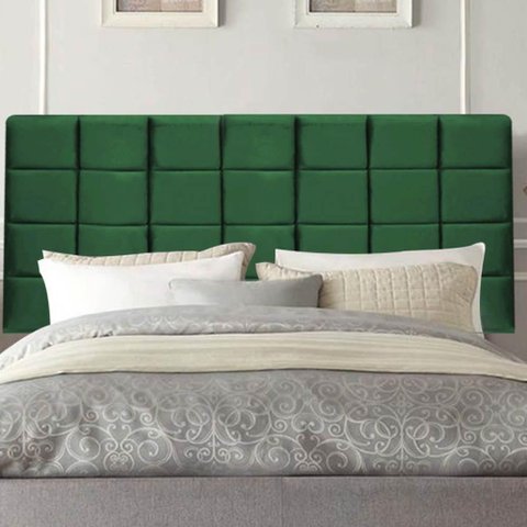 Painel Estofado Clara Solteiro Madeira Maciça Suede Verde Musgo Gat Magazine