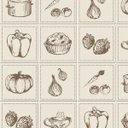 Ver imagem 4 de Papel de Parede Autocolante Alimentos Morango Cenoura Cebola Panela Para Cozinha