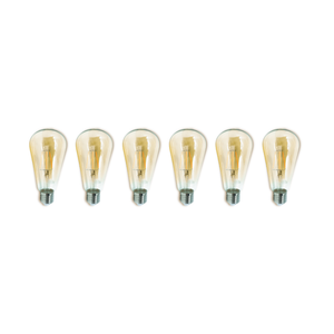 Kit 6 Lâmpadas Filamento LED ST64 4W Vintage Retrô Âmbar