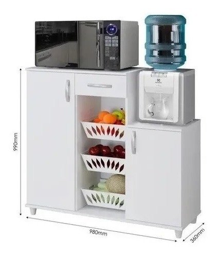 Fruteira Armário 310 com Porta Multiuso Suporte Forno Microondas - 2