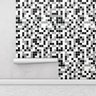Papel de Parede Azulejo Quadradinhos em Tons de Preto, Branco e Cinza Com Película Protetora - 3