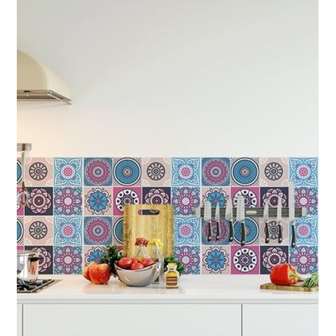 Azulejo Hidráulico Para Cozinha Adesivo Indiano Com Laminação