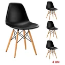 Ver imagem 6 de Mesa Industrial Base Ferro Preto em V Tampo 90x90 Canela 4 Cadeiras Eames Madeira Assento Branco
