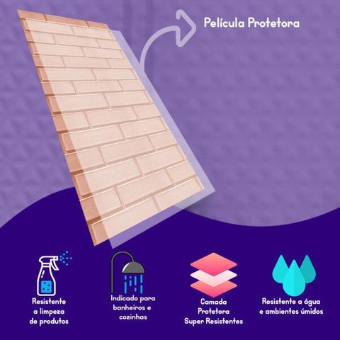 Azulejo Tijolinho Europeu Adesivo Para Cozinha Com Película Bege Nude