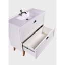 Ver mais imagens de Gabinete para Banheiro com Cuba e Espelho Organico 80cm Retro Mdf Branco Milano - On Móveis