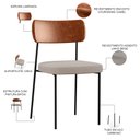Ver imagem 4 de Kit 06 Cadeiras para Sala de Jantar Melina L02 Couríssimo Camel Linho Bege - Lyam Decor