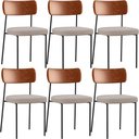 Ver imagem 1 de Kit 06 Cadeiras para Sala de Jantar Melina L02 Couríssimo Camel Linho Bege - Lyam Decor