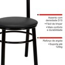Ver imagem 6 de Conjunto 2 Cadeiras para Sala de Jantar Tradicional Pintada/Preto