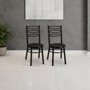Ver imagem 3 de Conjunto 2 Cadeiras para Sala de Jantar Tradicional Pintada/Preto