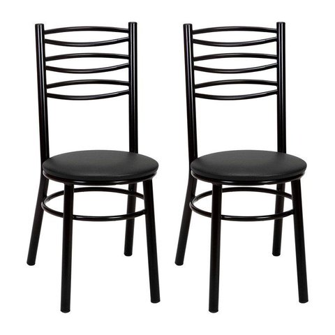 Conjunto 2 Cadeiras para Sala de Jantar Tradicional Pintada/Preto