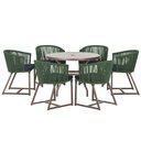 Ver imagem 1 de Mesa com 6 Cadeiras de Jantar Roma 120cm e Noronha em Alumínio Marrom Corda Náutica Estofado 12 Tram