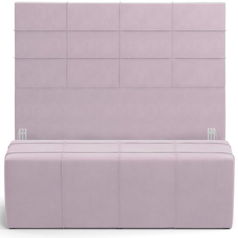 Kit Cabeceira Cama Box Casal 140cm com Calçadeira Roma W01 Suede Rosê - Lyam Lyam Decor