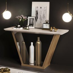 Aparador Lotus Tampo Chanfrado Curvo com Espelho Carvalho Europeu/Creme - PR Móveis - 2