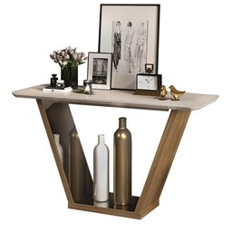 Aparador Lotus Tampo Chanfrado Curvo com Espelho Carvalho Europeu/Creme - PR Móveis - 1