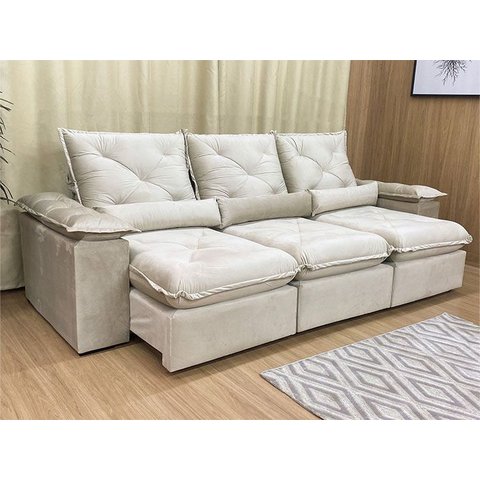 Sofá Retrátil e Reclinável Comfort Premium Tamanhos e Cores Cor:bege;tamanho:2,70