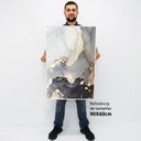 Ver imagem 2 de Quadro Decorativo em Canvas Abstrato Mármore Gray TaColado Moldura Flutuante 4,5cm Preta 90 x 60cm